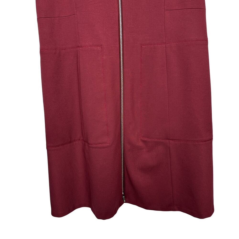 Lafayette 148 NY Burgundy A-Line Dress Zip Front Short Sleeve Pockets Size 14/16 - Picture 12 of 16